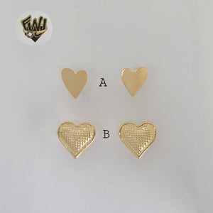 (1-1162-3) Gold Laminate - Heart Stud Earrings - BGF