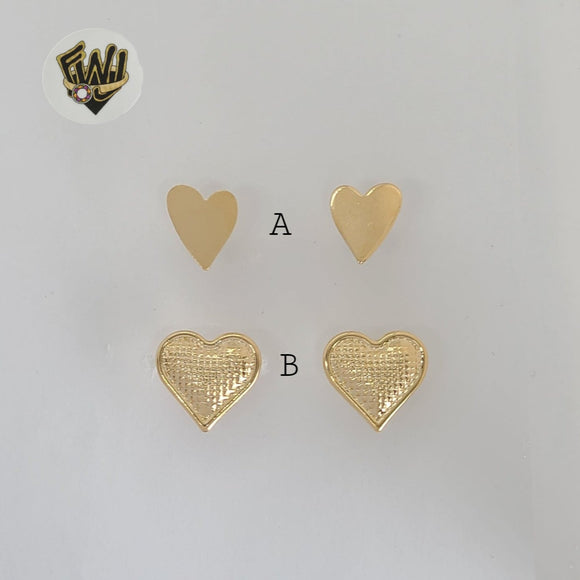 (1-1162-3) Laminado de Oro - Aretes de Corazón - BGF