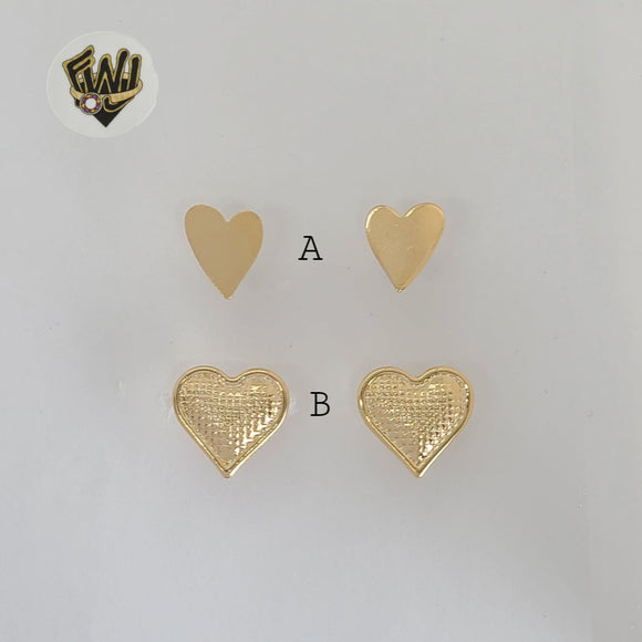 (1-1162-3) Gold Laminate - Heart Stud Earrings - BGF