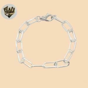 (2-0348) Plata de ley 925 - Pulsera con eslabones de clip de papel de 7,5 mm.