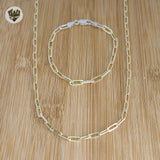 (2-8149) Cadenas con clip de papel en dos tonos, plata esterlina 925.