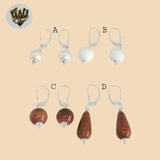 (2-3171) 925 Sterling Silver - Dangle Stone Earrings.