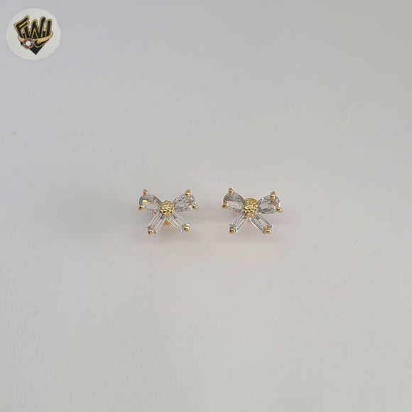 (1-1197-5) Gold Laminate - Zircon Bow Earrings - BGF