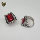 (4-0024-2) Stainless Steel - Oxidized Zircon Men Ring.