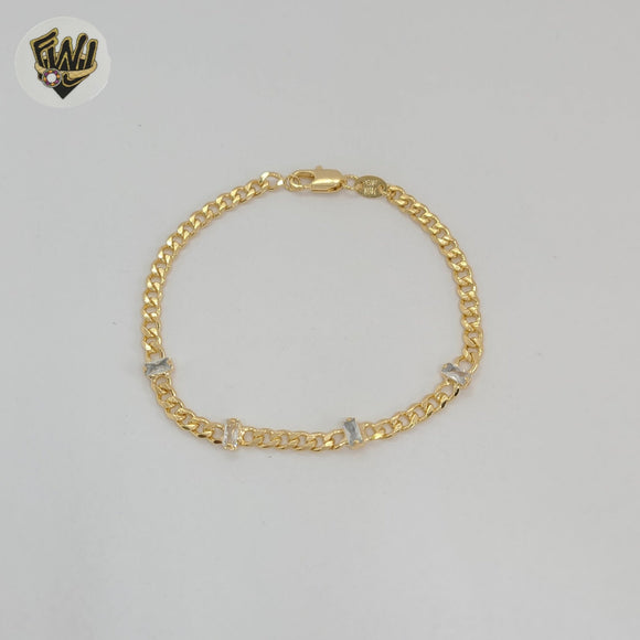 (1-0786) Gold Laminate - 4mm Zircon Curb Bracelet - BGF