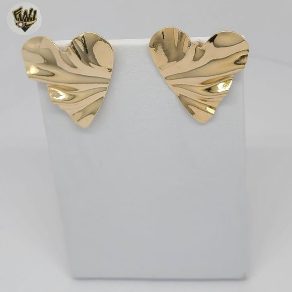 (1-1205-5) Gold Laminate - Heart Wavy Earrings - BGF