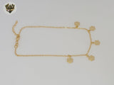 (1-0148) Gold Laminate - 1.5mm Link Charms Anklet - 9.5" - BGF