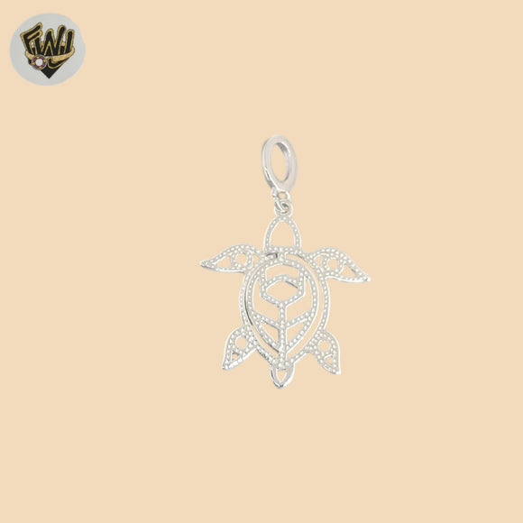 (2-1460) 925 Sterling Silver - Carved Turtle Pendant.
