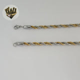 (4-3160) Acero inoxidable - Cadena de eslabones de cuerda de dos tonos de 5 mm.