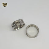 (4-0027) Stainless Steel - Carved Ring.