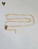 (1-3352) Gold Laminate - 2.5mm Guadalupe Rosary Necklace - 18" - BGF
