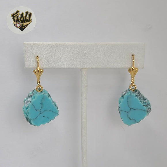 (1-1206-2) Gold Laminate - Turquoise Earrings - BGO