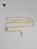 (1-3360) Gold Laminate - 2.5mm Our Lady of Charity Rosary Necklace - 16" - BGF.