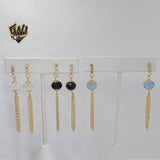 (1-1136) Gold Laminate - Long Earrings - BGO