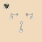 (2-6409) 925 Sterling Silver - Pearls Set.