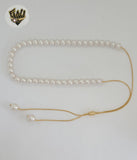 (1-6417) Gold Laminate - Adjustable Pearl Necklace - BGF