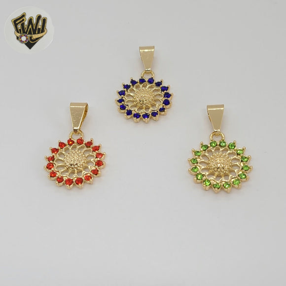 (1-2401) Gold Laminate - Flower Zircon Pendants - BGF