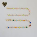 (1-0649) Laminado de oro - Pulsera de eslabones de círculos multicolores de 5 mm - 7,5" - BGF