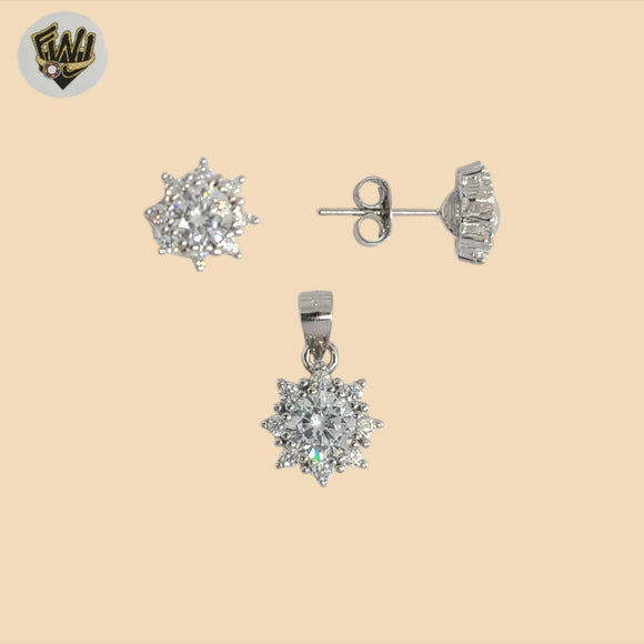 (2-6467) 925 Sterling Silver -Zircon Star Set.