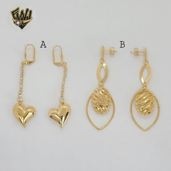 (1-1241) Gold Laminate - Long Earrings - BGF