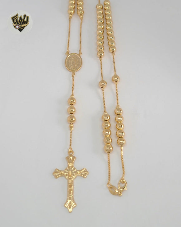 (1-3317-2) Laminado de oro - Collar del Rosario de la Virgen de Guadalupe de 4 mm - 18