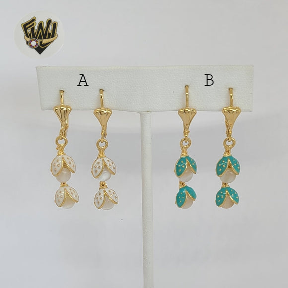 (1-1190) Gold Laminate - Ladybug Earrings - BGO