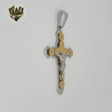 (4-2373) Stainless Steel - Two Tones Cross Pendant.