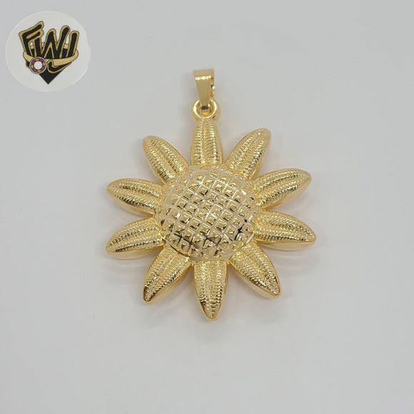 (1-2472-1) Gold Laminate - Chunky Sunflower Pendant - BGF