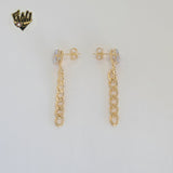 (1-1245-8) Gold Laminate - Zircon Dangle Curb Earrings - BGF