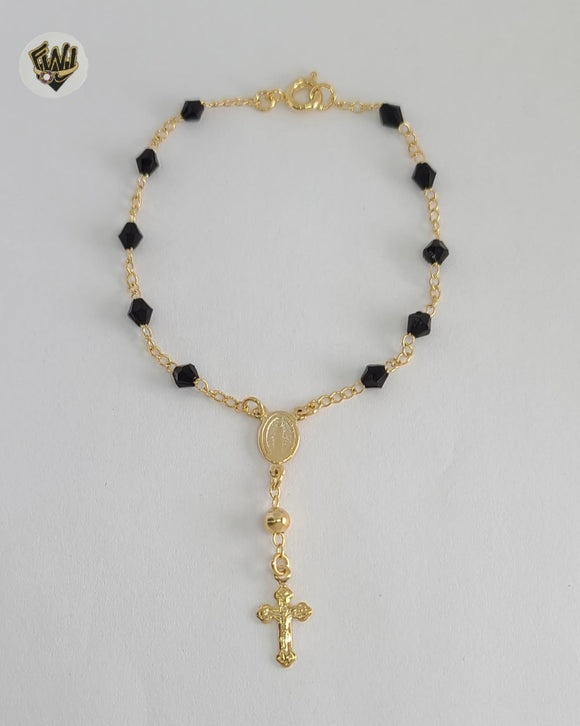 (1-3316-1B) Gold Laminate - 3.5mm Miraculous Virgin Hand Rosary - 6.5