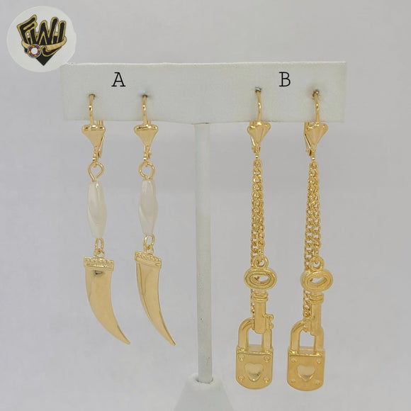 (1-1235) Gold Laminate - Long Earrings - BGF