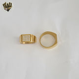 (4-0078) Acero inoxidable - Anillo para hombre con circonitas talladas.