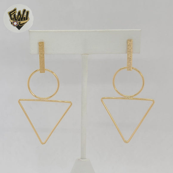 (1-1222-1) Gold Laminate - Long Geometric Earrings - BGF