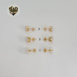 (1-1091-2) Gold Laminate - Zircon Stud Earrings - BGO