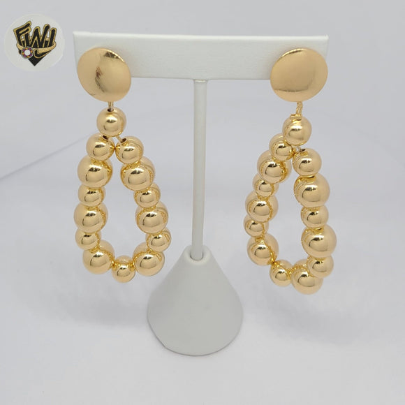 (1-1219) Gold Laminate - Balls Dangle Earrings - BGF