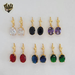 (1-1202) Gold Laminate - Zircon Dangling Earrings - BGO