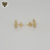 (1-1197-4) Gold Laminate - Zircon Puff Marine Earrings - BGF