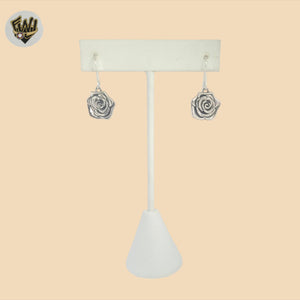 (2-3283) 925 Sterling Silver - Flower Dangle Earrings.