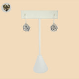 (2-3283) 925 Sterling Silver - Flower Dangle Earrings.