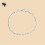 (2-0421) Plata de ley 925 - Pulsera de eslabones de bolas de 4 mm.