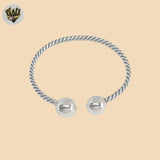 (2-0658) 925 Sterling Silver - 3mm Open Balls Bangle - 2.5"