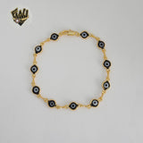 (1-0680-1) Gold Laminate - 7mm Evil Eye Bracelet - 7.5" - BGO