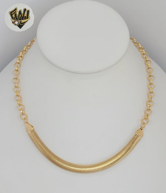(1-6068) Gold Laminate - Double Link Necklace - BGF