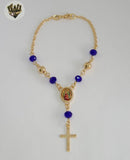 (1-3316-5) Gold Laminate - 6mm Guadalupe Virgin Hand Rosary - 7.5" - BGF.