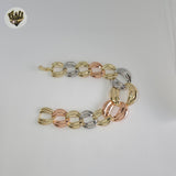 (1-0826) Laminado de oro - Brazalete de palanca de tres tonos de 19 mm - 8” - BGO