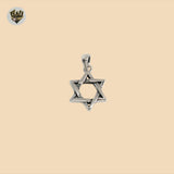 (2-1124) 925 Sterling Silver - Star of David Pendant.