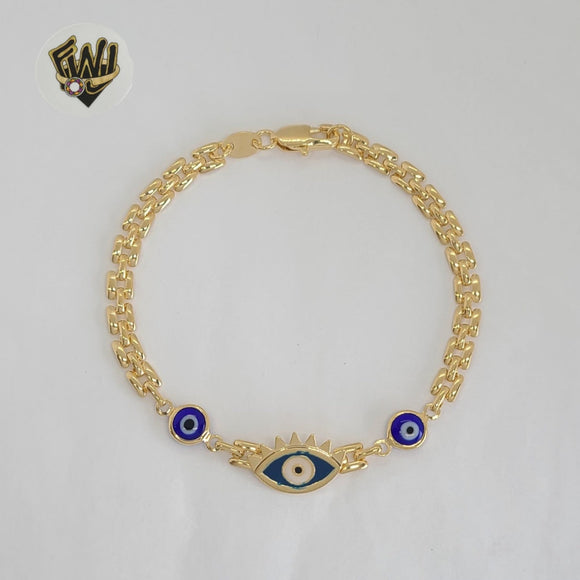 (1-0672-1) Gold Laminate - 4.4mm Evil Eye Link Bracelet - BGF