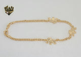 (1-0077) Gold Laminate - 3.5mm Curb Link Elephants Anklet - 9.5" - BGF