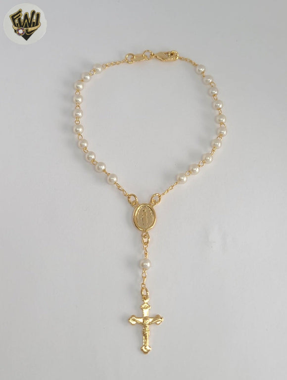 (1-3316-2) Laminado de oro - Rosario de mano de la Virgen Milagrosa de 3 mm - 7