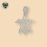 (2-1460) 925 Sterling Silver - Carved Turtle Pendant.